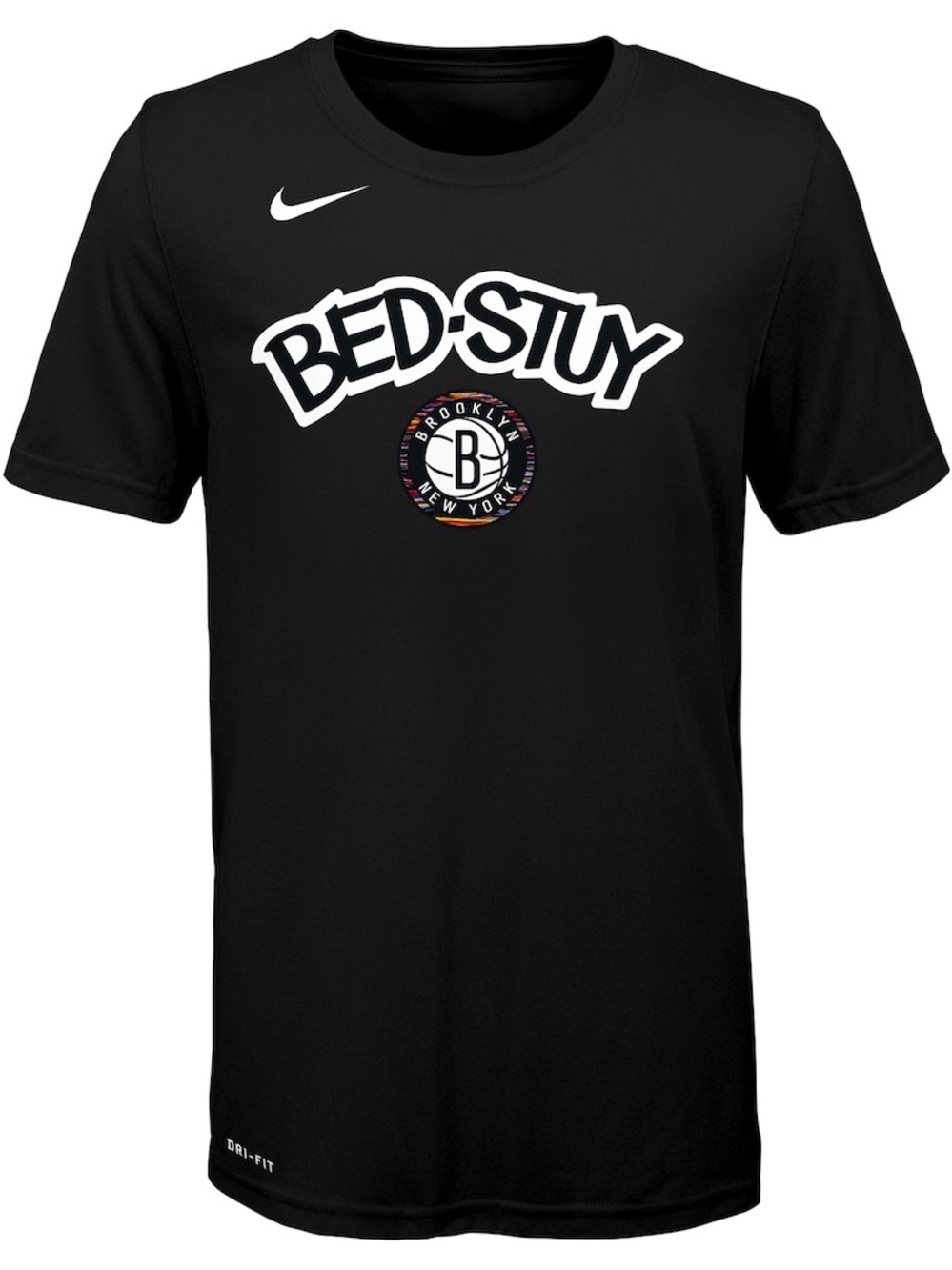 Nike Black Bed-Stuy Brooklyn Nets logo Graphic Tee Small Kids NBA
